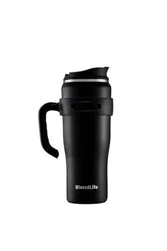 BlendLife Insulated Premium Vacuum Tumbler with Handle, Lid, and Straw - Thermal Stainless Steel Travel Coffee Mug Cup, Double-Walled Design for Hot, Cold and Iced Drinks, 1.2 litres - Black