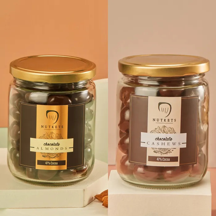 Gourmet Chocolate Almonds & Cashews COMBO Jars