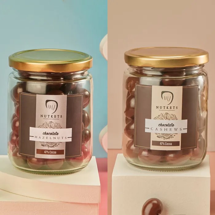 Gourmet Chocolate Hazelnuts & Cashews COMBO Jars