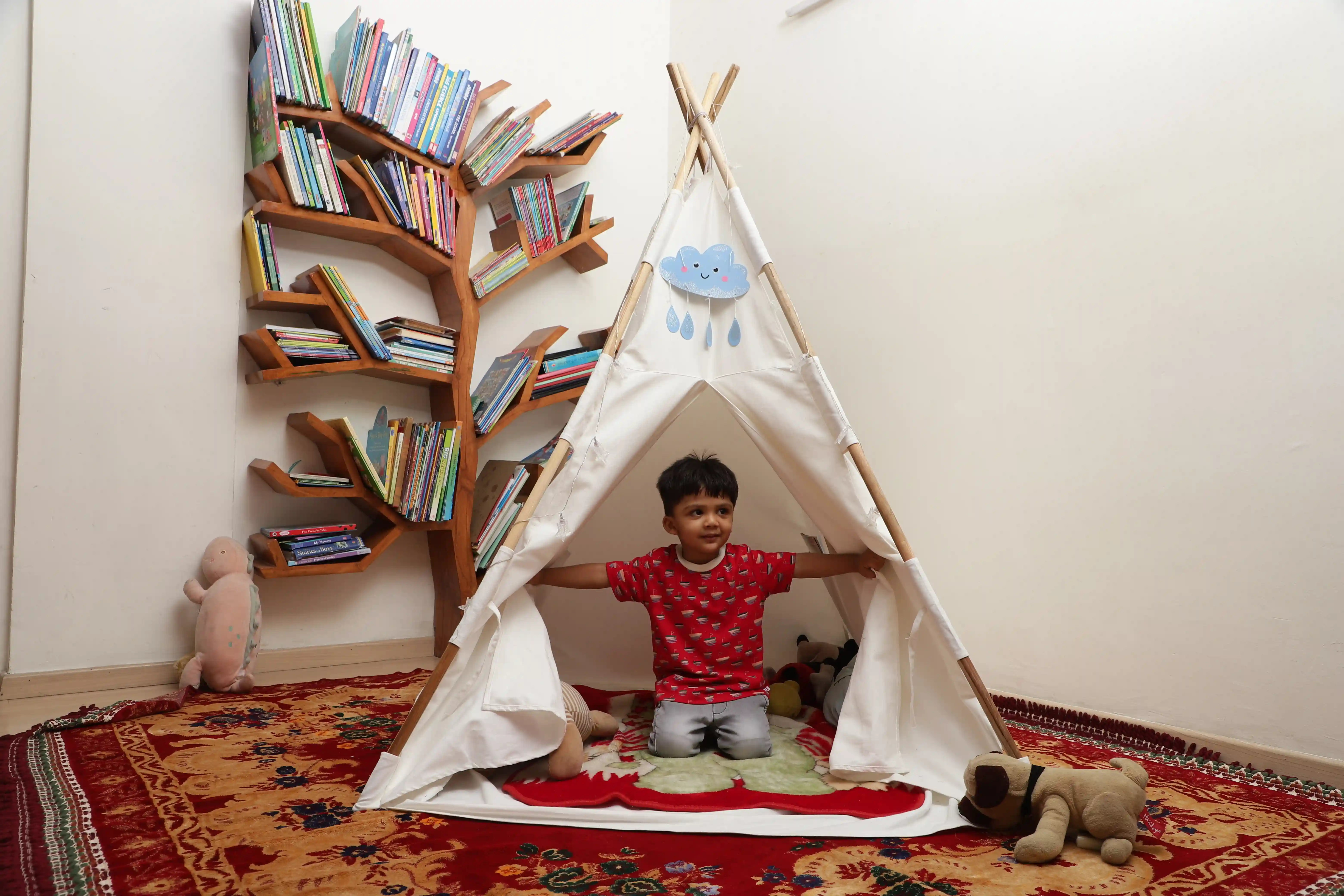 100% Cotton Canvas Play DIY Kit Tent House For Kids - White