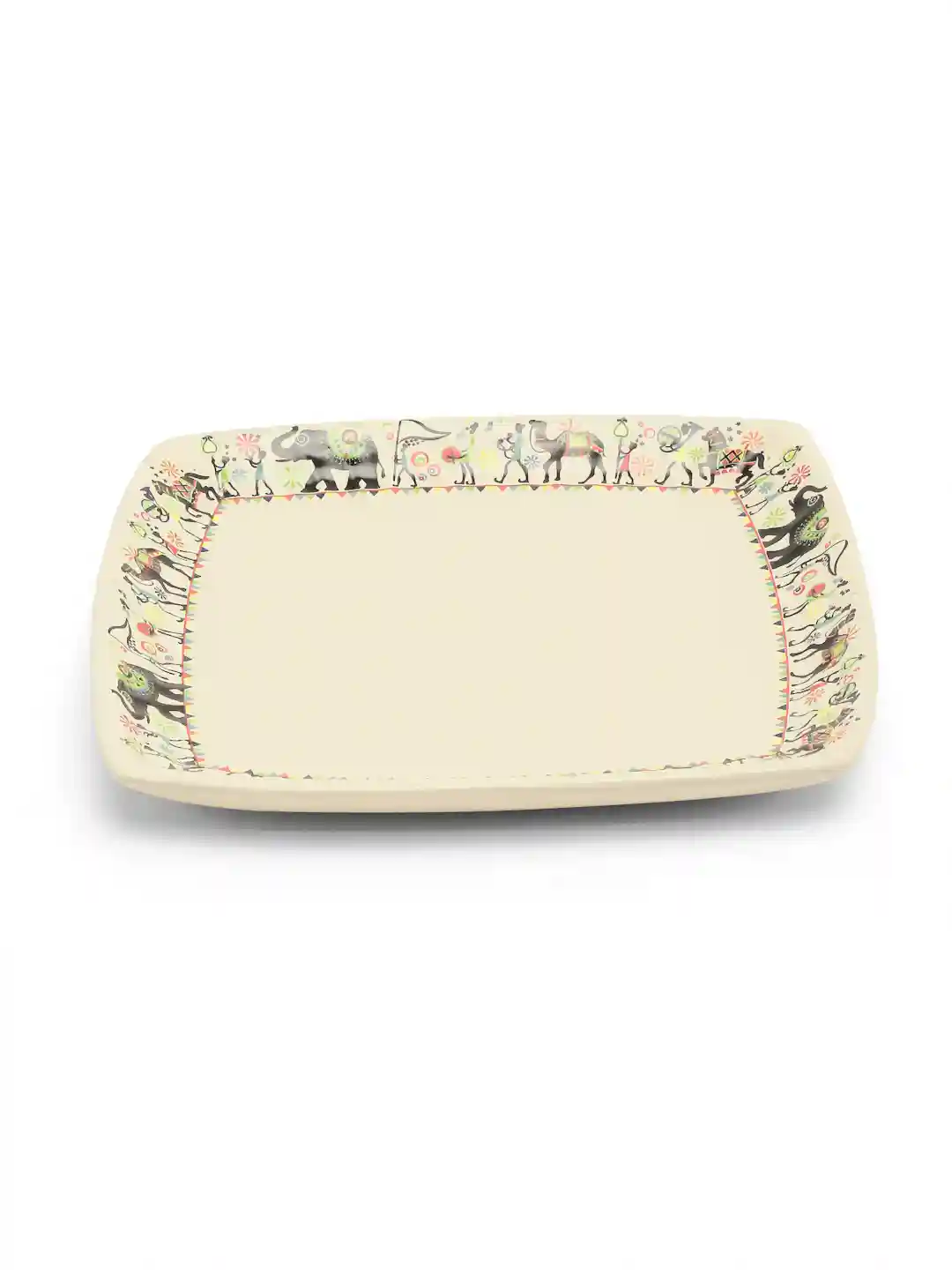 Shilpkara "Traces of the Ancient" Handcrafted Ceramic Dinner & Serving Plates 10 Inches - Set of 4
