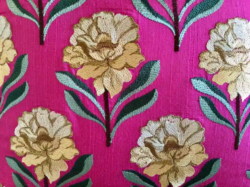 Bagh-e-Khaas- Embroidered Cotton Silk Cushion Cover- Fuschia Pink- Set of 2