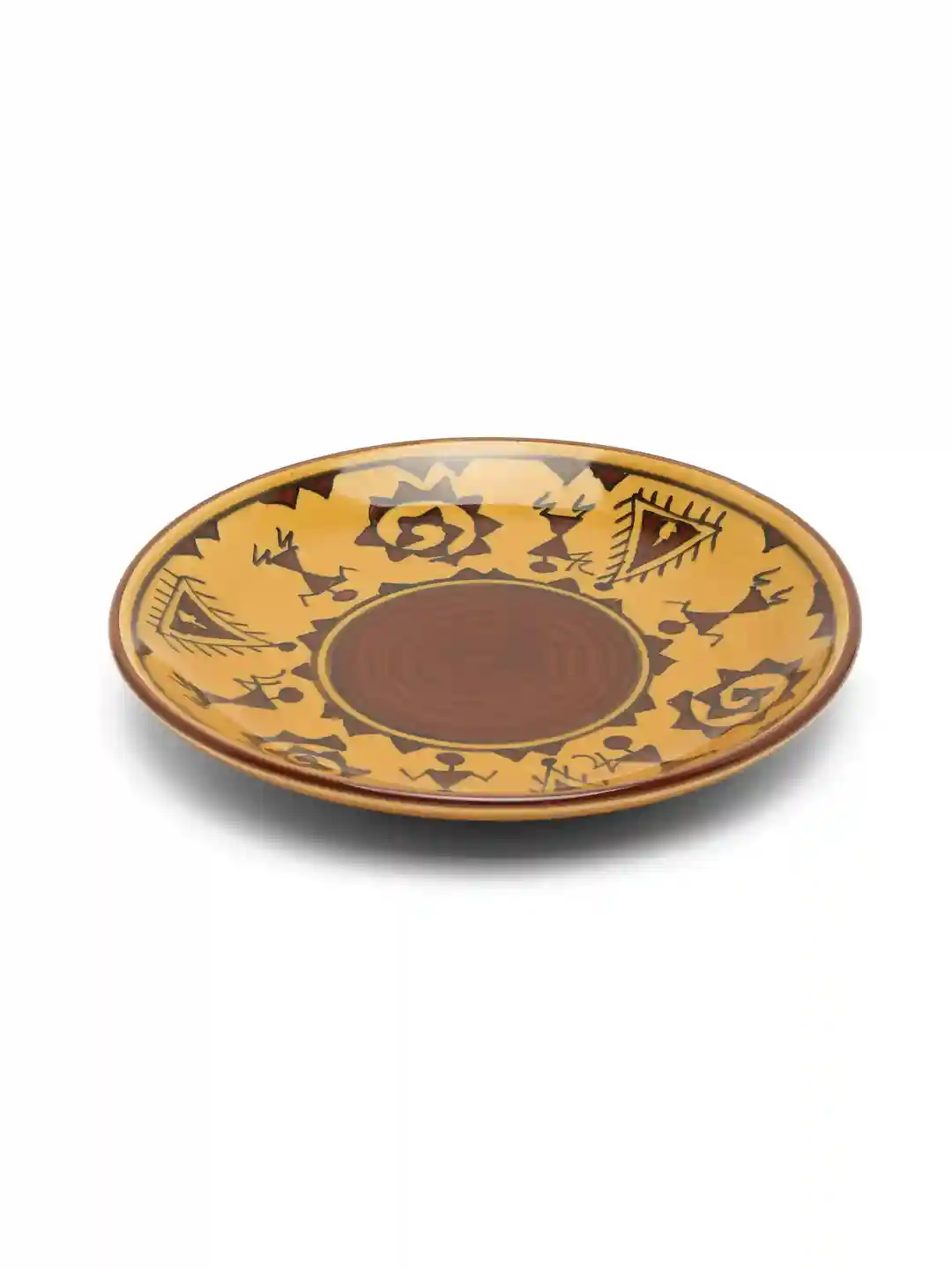 Shilpkara "The Madhubani Tales" Hand Painted Small Ceramic Quarter & Side Plates for Snacks 7 Inches- Set of 4