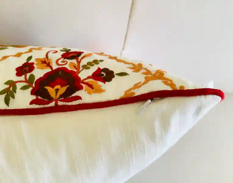 Victoria- Embroidered Cotton Silk Cushion Cover- Multicolor- Set of 2