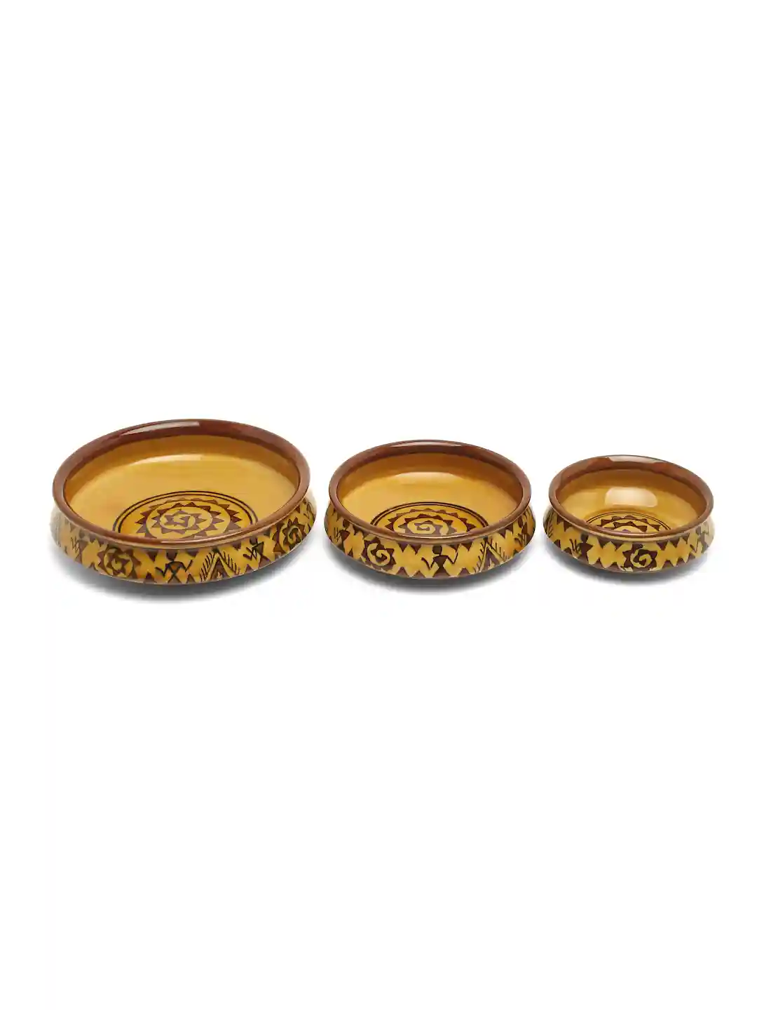 Shilpkara "The Madhubani Tales" Hand Painted Ceramic Serving Donga Dinner Set - Set of 3