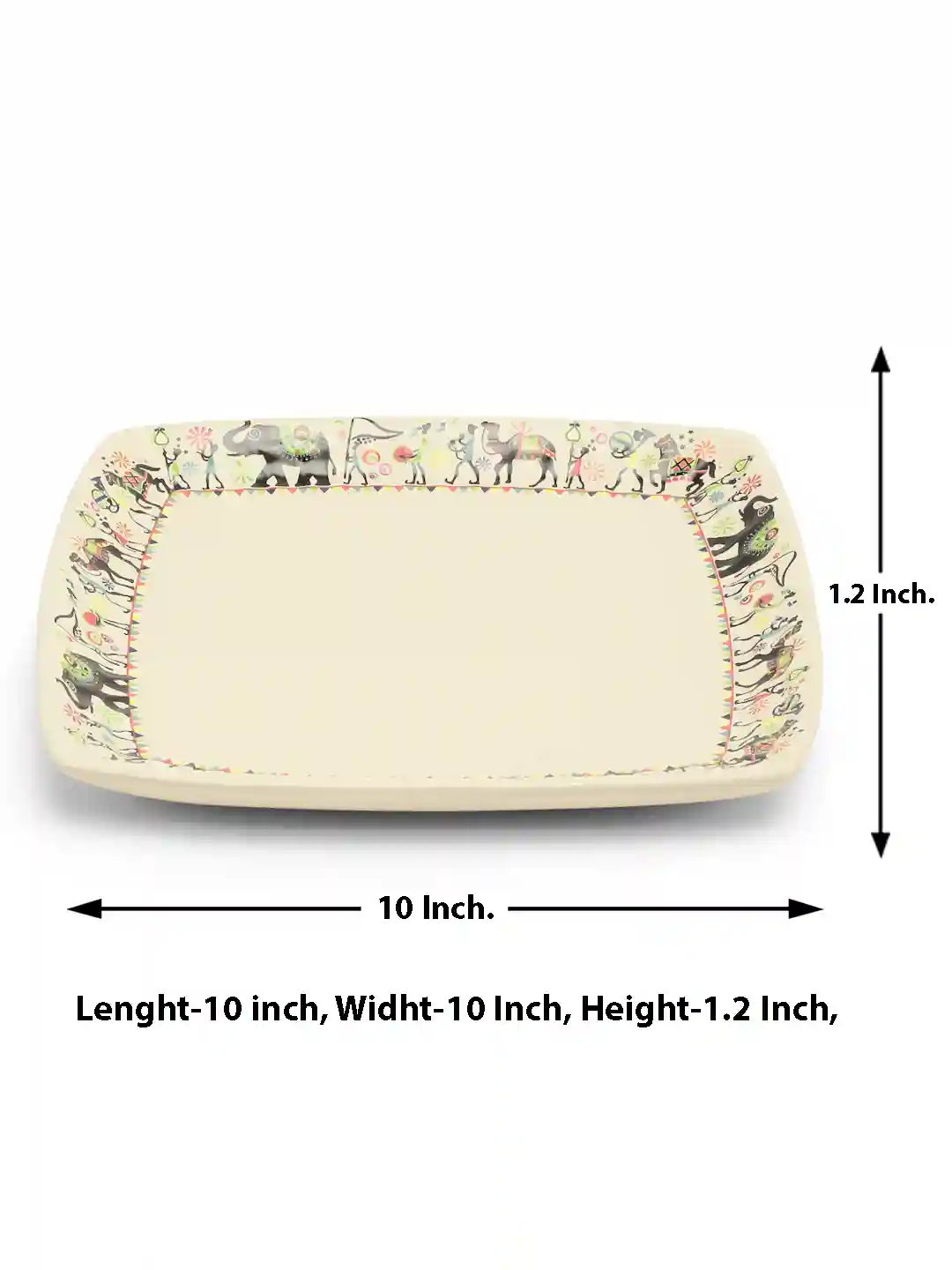 Shilpkara "Traces of the Ancient" Handcrafted Ceramic Dinner & Serving Plates 10 Inches - Set of 4