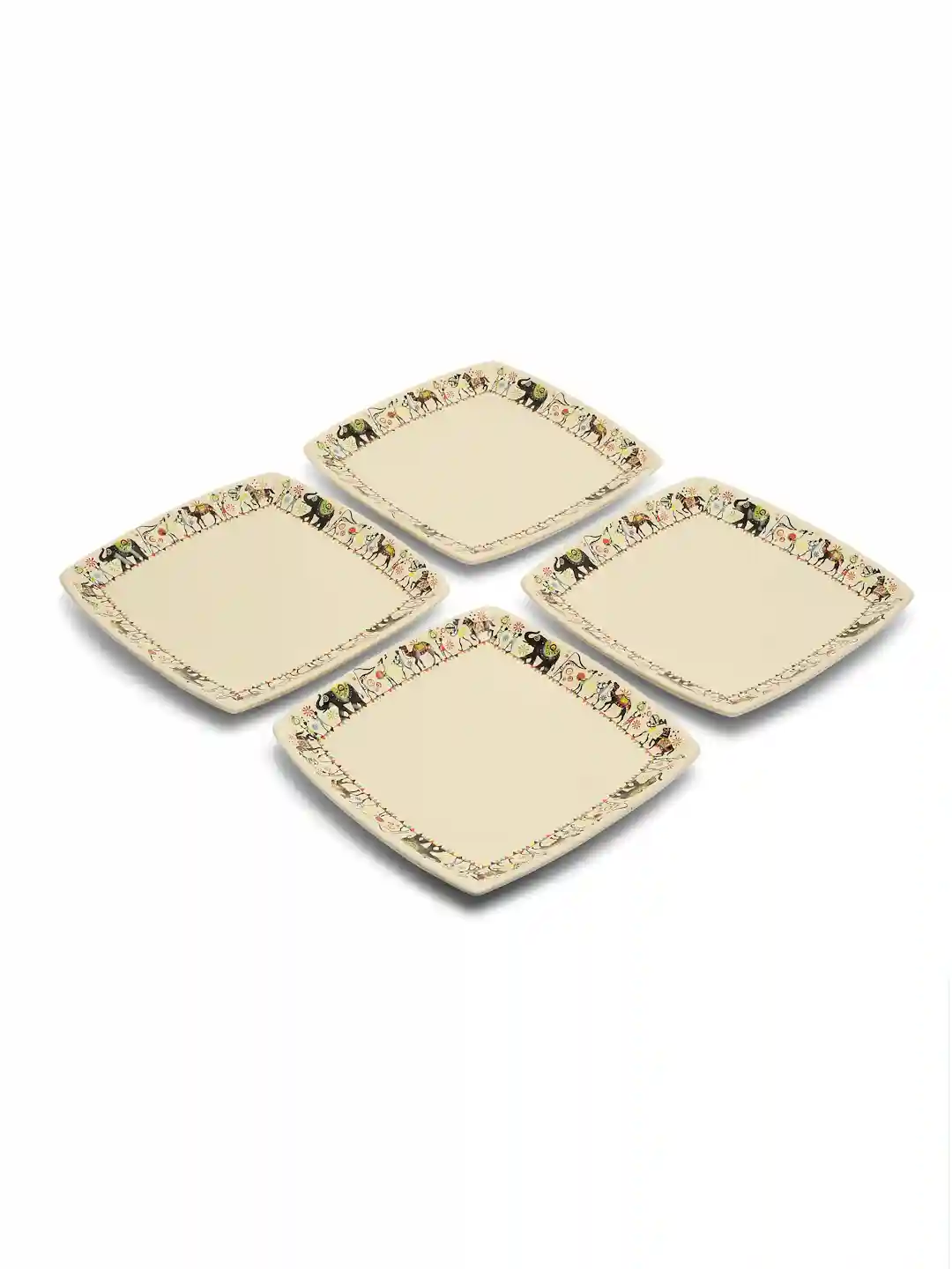 Shilpkara "Traces of the Ancient" Handcrafted Ceramic Dinner & Serving Plates 10 Inches - Set of 4