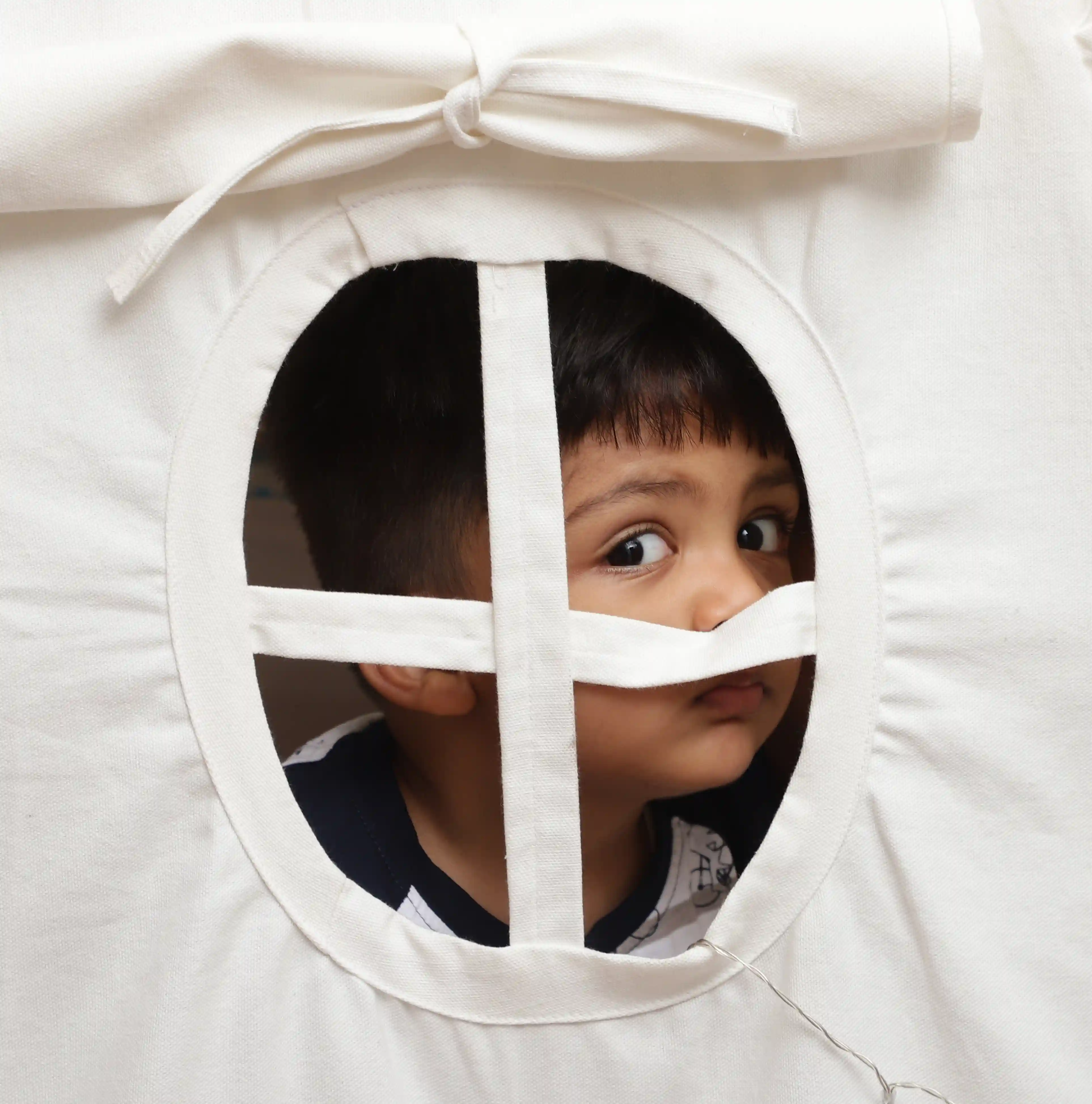 100% Cotton Canvas Play DIY Kit Tent House For Kids - White