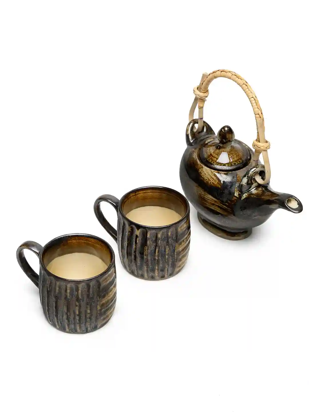 Shilpkara 'Aladin Chirag' Hand Painted Ceramic Tea Mug & Kettle Tea Set