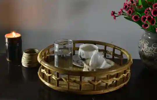 Cane Wood Round Basket