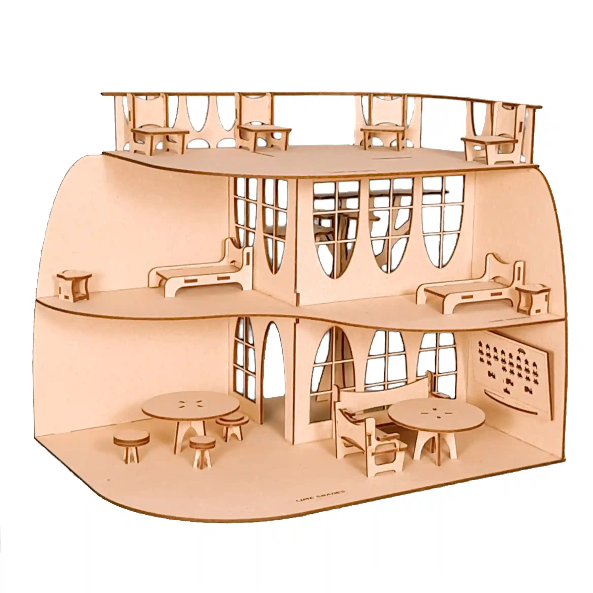 Dollhouse kit with set of 16 miniature furnitures and 1 tree