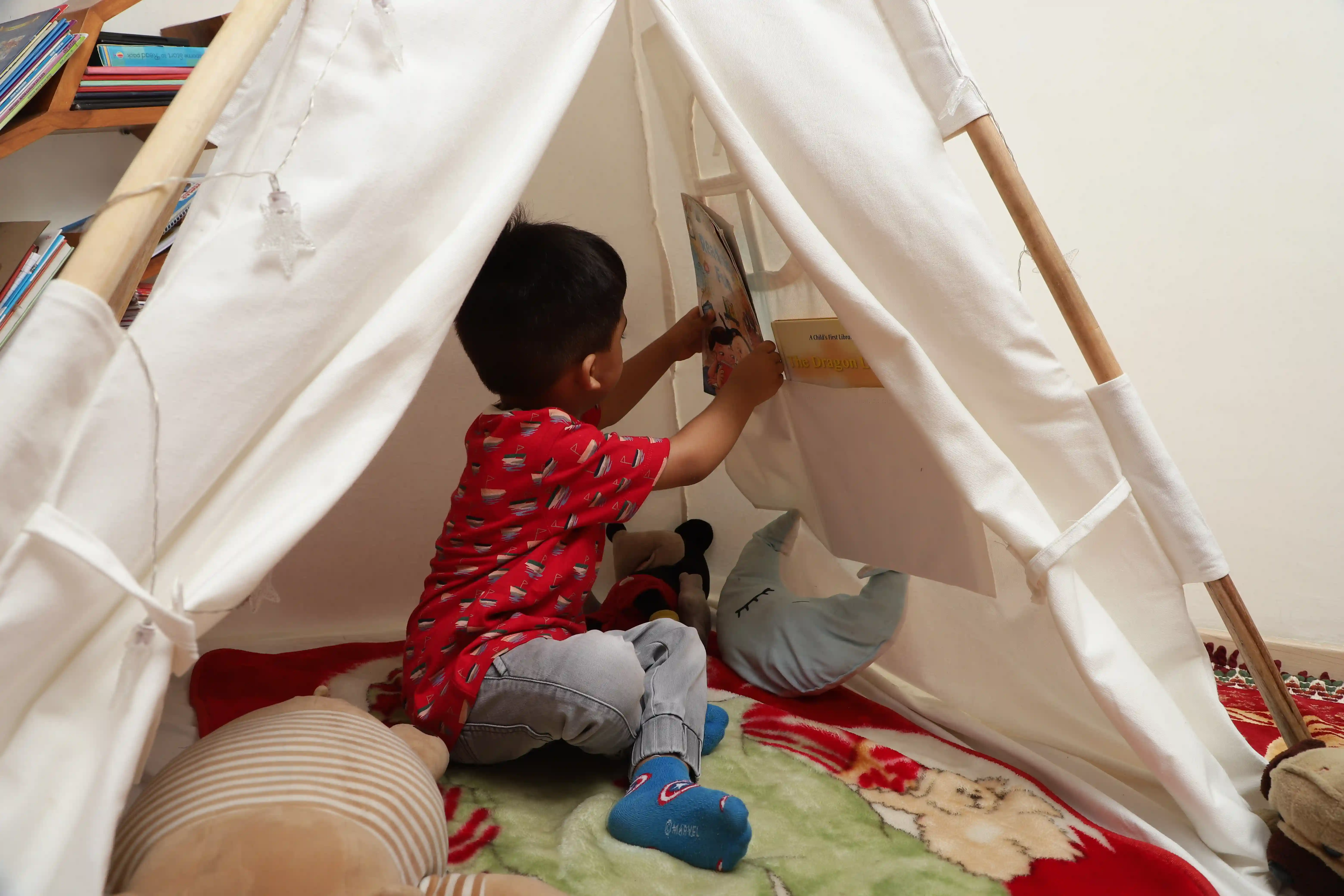 100% Cotton Canvas Play DIY Kit Tent House For Kids - White