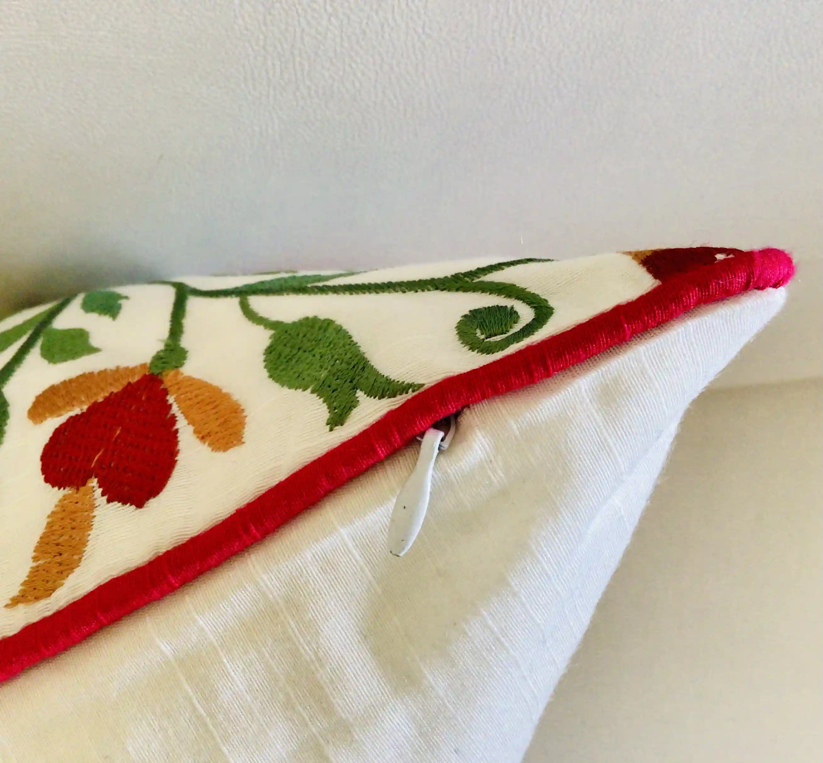 Shaan-e-Gulmarg-  Embroidered Cotton Silk Cushion Cover- Multicolor- Set of 2