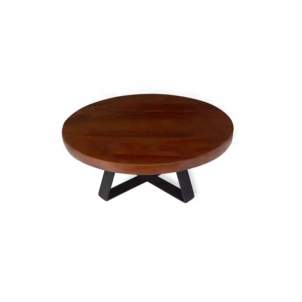 Wooden Cake Stand With Metal Base - 12  Inch