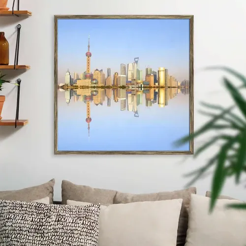 ArtzFolio 2012 Shanghai City Skyline At Dusk | Premium Canvas Painting for Bedroom & Living Room