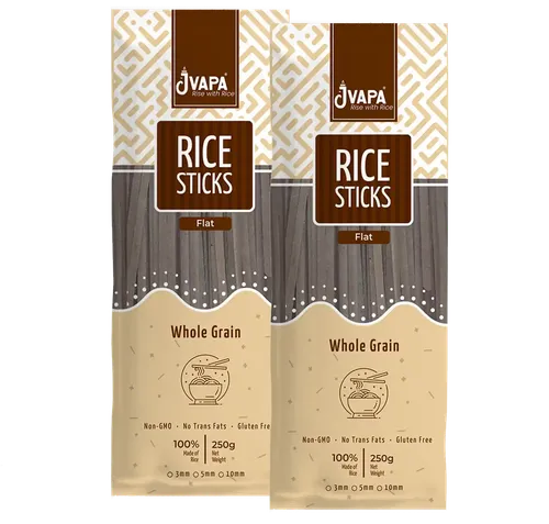 Jvapa Flat Rice Sticks Noodles - Goodness of Healthy Beans (Red,Black,Mungbean,Soya & Sesame) | Flat 5 mm (2 x 250 gm)