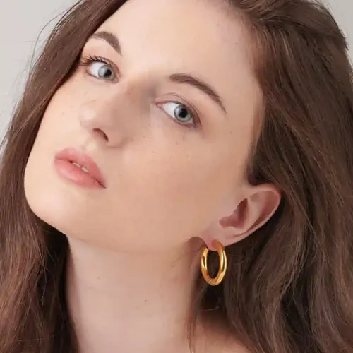 Palmonas 18K Gold Plated Classic Round Hoop Earrings For Womens Waterproof & Anti-Tarnish - 01