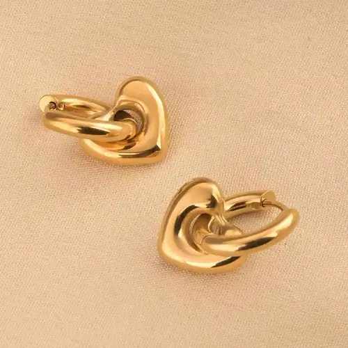 Palmonas 18K Gold Plated Gold Heart Hoop Earrings For Womens Waterproof & Anti-Tarnish