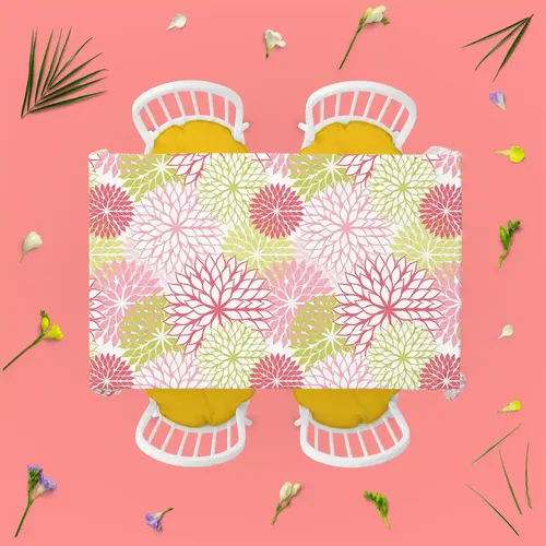 ArtzFolio Hand Draw Flowers | Table Cloth Cover for Dining & Center Table