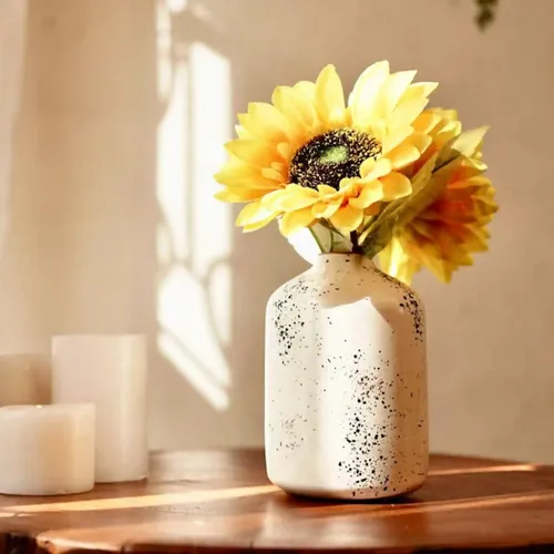 Behoma Metal Flower Vase for Home Decor Bedroom Living Room Office Wedding | Table Decorative Item for Festivals Birthday Off White 1Pcs (10.5 x 15.7 CM) (Flower not Included)