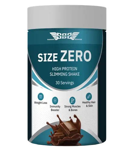 SOS Nutrition Size Zero Whey Protein Powder & Plant Protein, 24 g, Herbs to Reduce Body Fat and Immunity, Multivitamin for Skin & Hair (Chocolate)