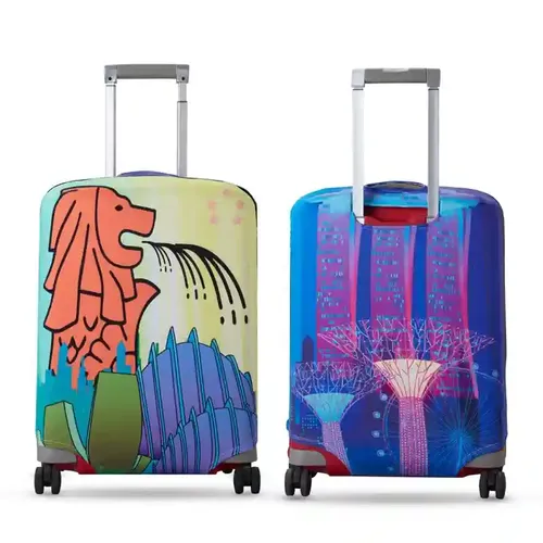 Hexafun Colorful & Stylish Luggage Covers - 100% Organic Cotton Lycra| Washable | Stretchable | Protect Your Luggage from Scratch | Combo Pack of 1 | Large Size
