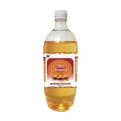 Devpusp - Diya Deepam Pooja Oil - 1000 ML for Chola Poojan, Hawan, Akhandjyot, MATA Poojan, Hindu Religious Ceremony and Hawan Grahpravesh- 1000ML Pooja Oil
