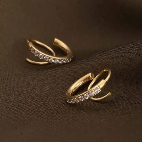 Palmonas 18K Gold Plated Curvy Embrace Earrings For Womens Waterproof & Anti-Tarnish