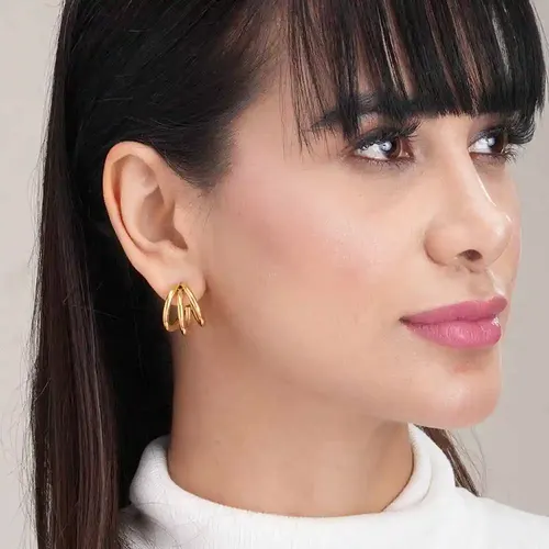 Palmonas 18K Gold Plated Triple Circle Hoop Earrings For Womens Waterproof & Anti-Tarnish
