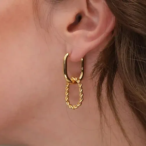 Palmonas 18K Gold Plated Double Rings Hoop Earrings For Womens Waterproof & Anti-Tarnish