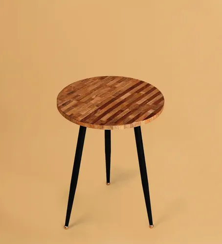 CASA DECOR Timber Tile Accent Table End Table Side Table Coffee Round Table for Living Room