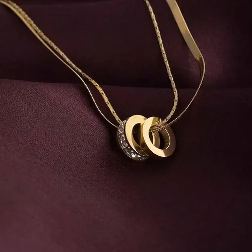 Palmonas 18K  Gold Plated Gilded Rings Layered Necklace For Womens Waterproof & Anti-Tarnish