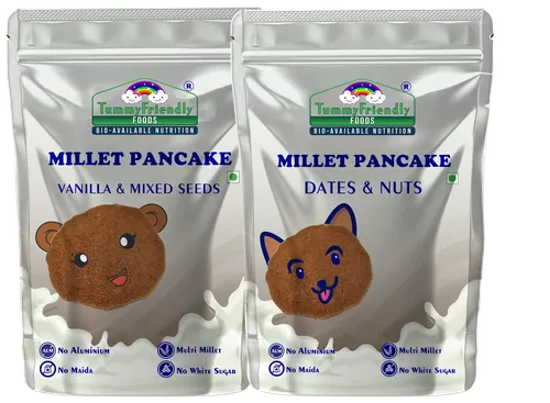 Tummyfriendly Foods Millet Pancake Mix - Dates, Nuts, Seeds. Healthy Breakfast. 2 Packs 150G Each Cocoa Powder (2 X 150 G)