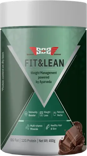 SOS Nutrition FIT n LEAN, Whey Protein Powder & Plant Protein, 24 g, Herbs to Reduce Body Fat and Immunity, Multivitamin for Skin & Hair (Chocolate, 450g)