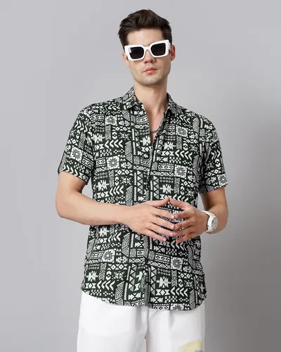 Green Aztec Rayon Shirt