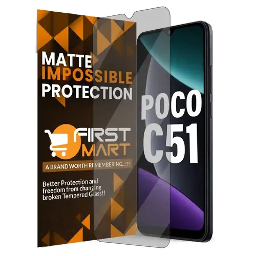 FIRST MART Screen Protector for Poco C51, Redmi A1 and Redmi A2 Plus - Impossible Fiber Case Friendly Screen Protection & Installation Kit (Matte)