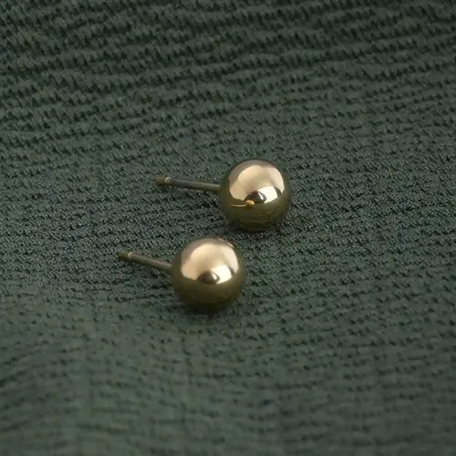 Palmonas 18K Gold Plated Plain Ball Stud Earrings For Womens Waterproof & Anti-Tarnish