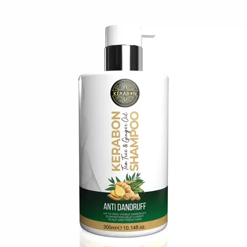 KERABON PROFESIONAL TEA TREE AND GINGER OIL ANTI DANDRUFF HAIR SHAMPOO | Infused with Coconut, Almond Tea Tree Ginger Argan Lemongrass Olive Bhringraj Oils | For Anti - Dandruff | Made in India