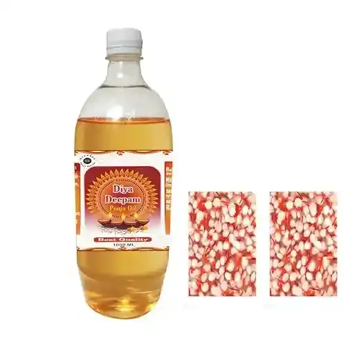 Devpusp - Diya Deepam Pooja Oil 1000ML with Cotton Batti Free for God Worship Grahpravesh Pooja Akhandjyot 1000 ML Lamp Oil