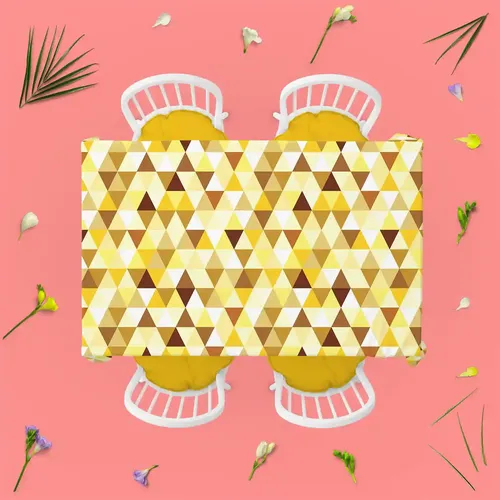 ArtzFolio Gold Triangle | Table Cloth Cover for Dining & Center Table