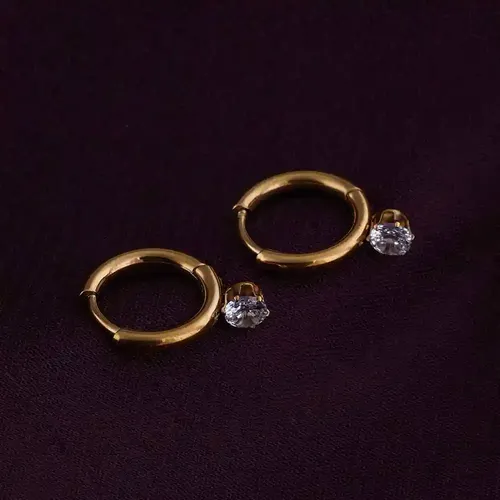 Palmonas 18K Gold Plated Athena Solitaire Hoop Earrings For Womens Waterproof & Anti-Tarnish