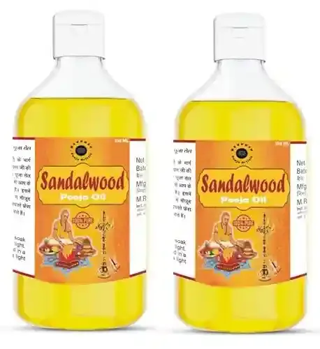 Sandalwood Chandan Pooja Oil 250 ML Pack of 2 for Hawan, Poojan, God Worship Lamp Diya Pooja Oil