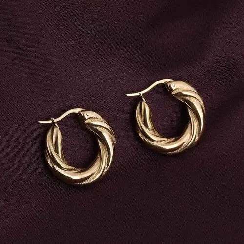 Palmonas 18K Gold Plated Twisted Round Hoop Earrings For Womens Waterproof & Anti-Tarnish