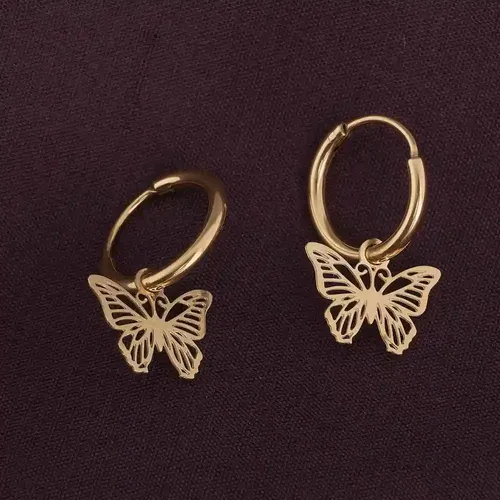 Palmonas 18K Gold Plated Sylvia Butterfly Hoop Earrings For Womens Waterproof & Anti-Tarnish