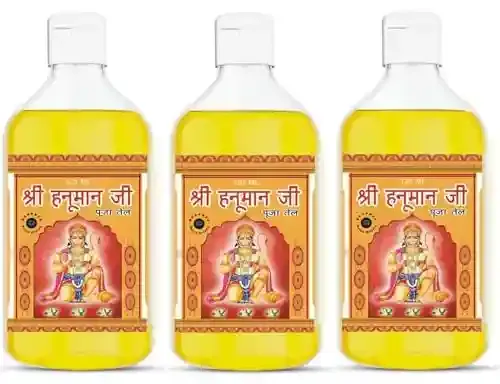Shri Hanumanji Pooja Oil 120 ML Pack of 3 Specially for Hanumanji Pooja, Balaji Chalisa Hawan Lamp Diya Pooja Oil
