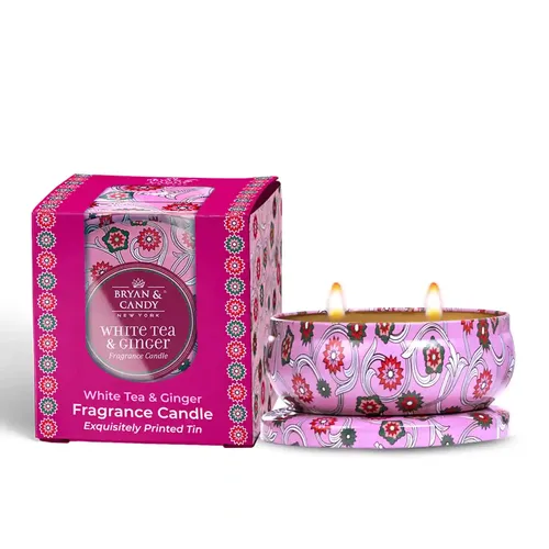 Bryan & Candy Scented Candle Gift Set for Men and Women | White Tea & Ginger Aromatherapy Candles, Soy Wax Eco Friendly