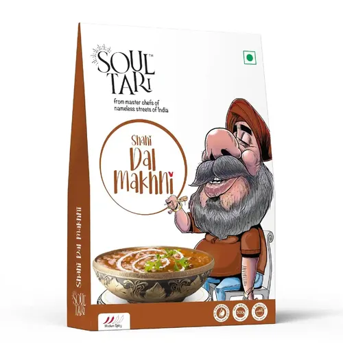 SoulTari Ready To Eat Shahi Dal Makhni | Rich And Creamy Black Lentils Cooked Slowly With Special Spices | Just Heat And Eat | 300 Gram | Pack Of 4 |Freebie: Butter Garlic Rice