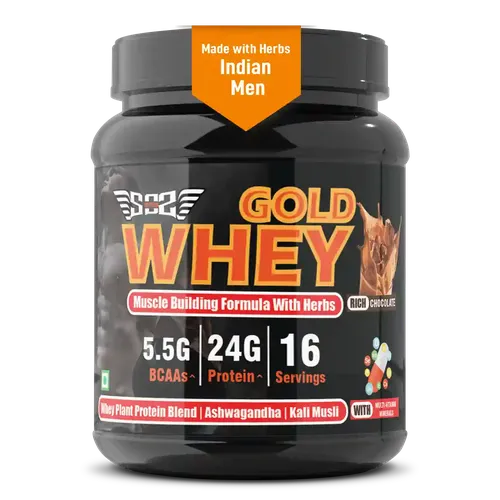 SOS Nutrition Whey Protein Powder Gold, Herbs for Muscle Building and Recovery (Chocolate)