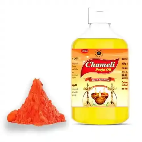 Devpusp- Chameli Jasmine Pooja Oil 950ML with 50Gm Sindoor For Hanuman Ji Poojan, Hawan, Akhandjyot Lamp Oil