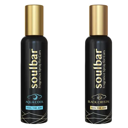 Soulbar Aqua Cool & Black Crystal Luxury Car Perfume Spray - 80 Ml (Pack of 2)
